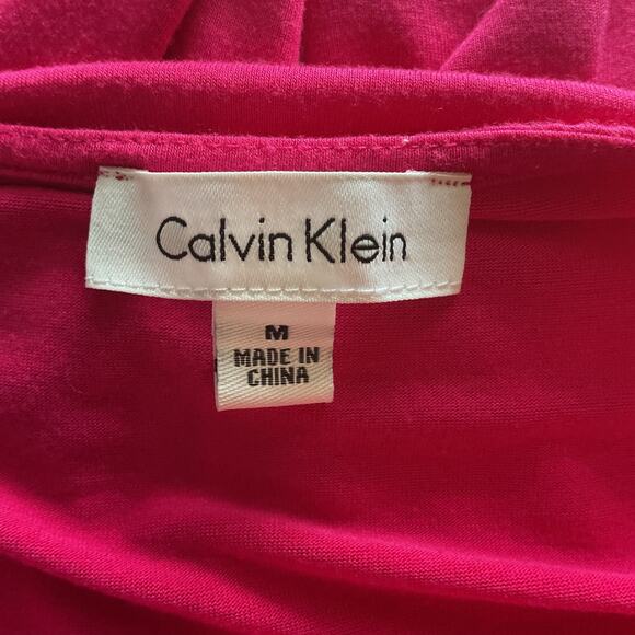 Calvin Klein Hot Pink W/White Hem Sleeveless Jersey Tank M - Picture 4 of 6
